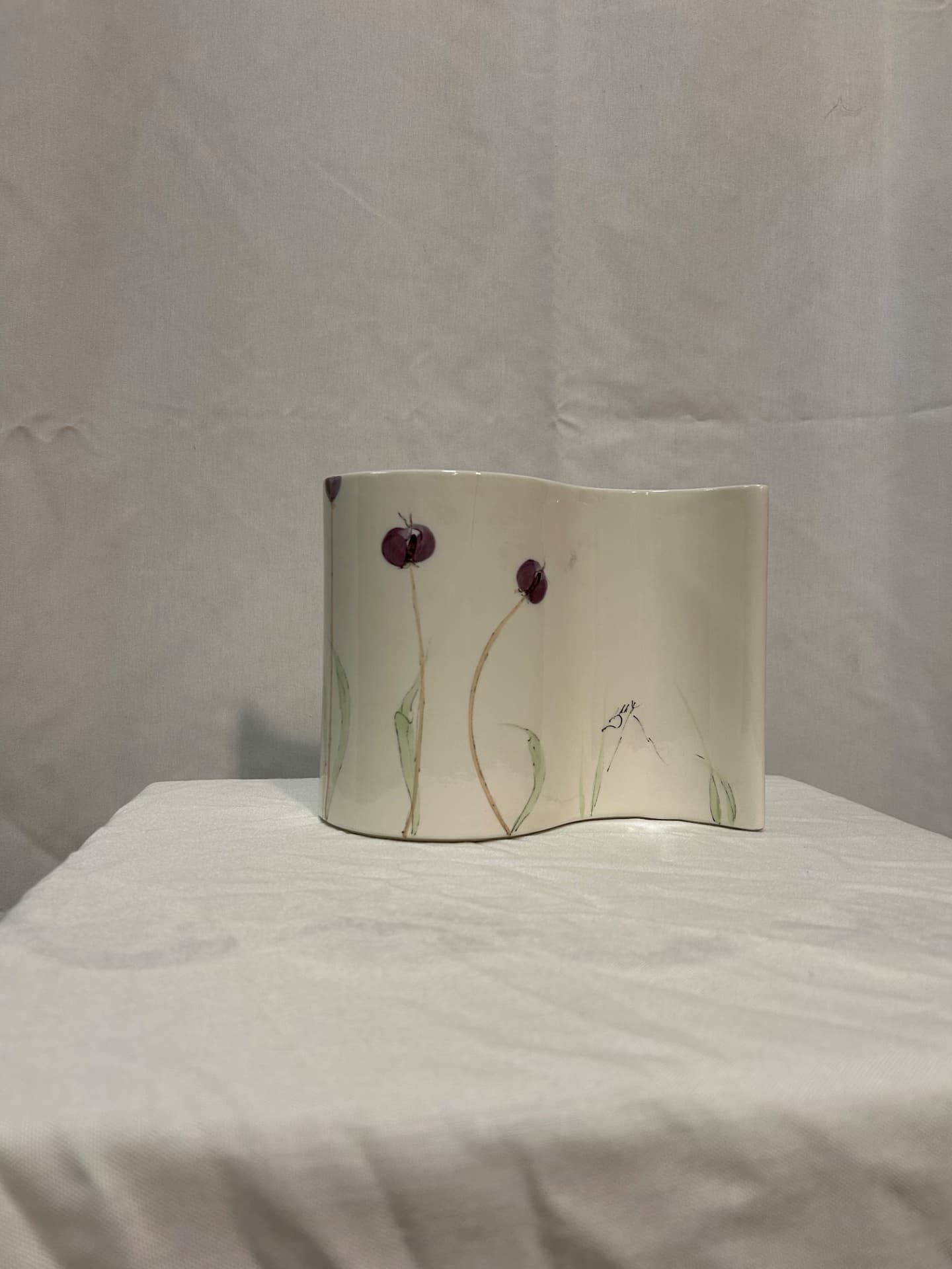 Unique S Shaped Vase Signed Baatz Handpainted